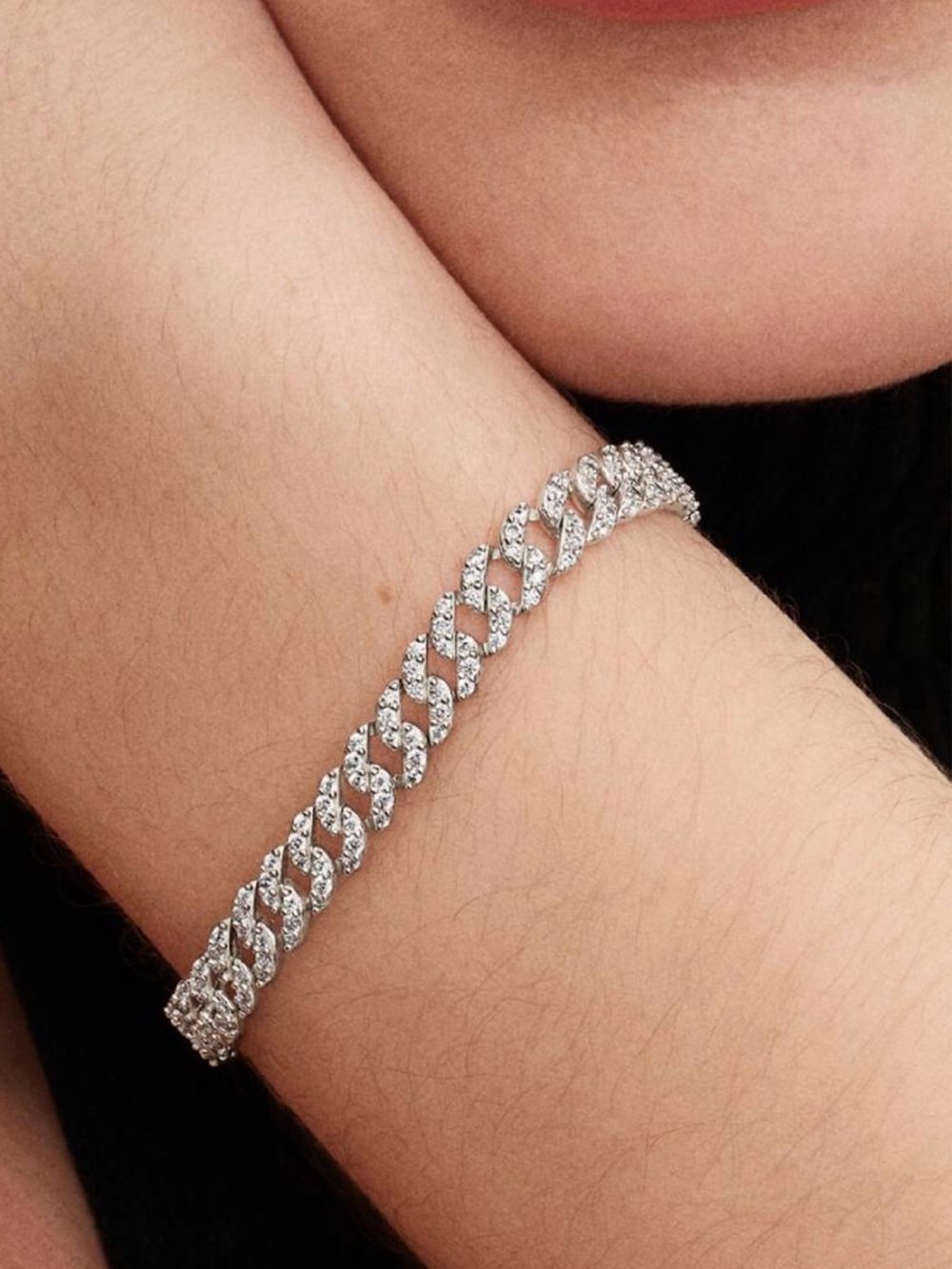 Pandora Silver Pavé Cuban Link Bracelet